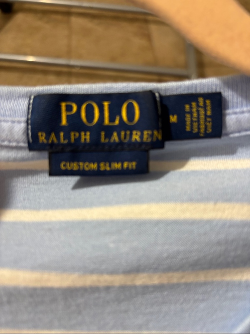 Polo by Ralph Lauren Light Blue & White Striped Crew Neck Tee - Picture 3 of 5